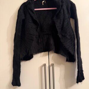 Mohair short cardigan, black, size 6